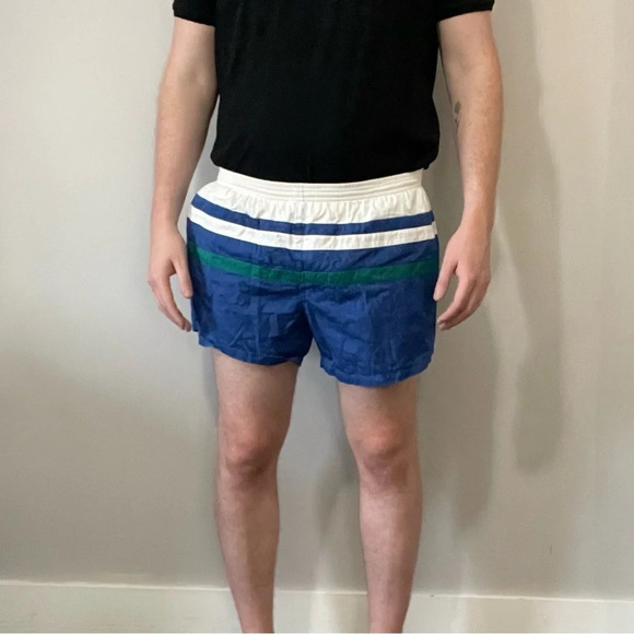 🌈  Vintage Vibes: Men’s Striped Shorts - Size LG by Club International 🌟 - Picture 2 of 13